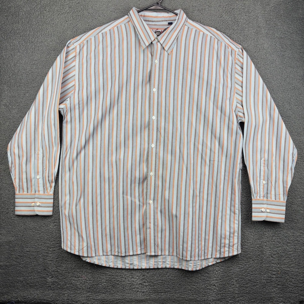 Robert Graham Mens‎ 5XLT Striped Long Sleeve Button Down Shirt 100% Cotton